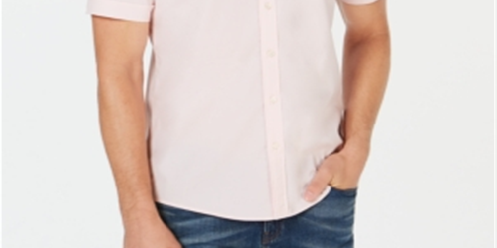 Michael Kors Men's Solid Stretch Shirt Pink Size XL