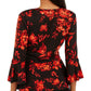 BCX Junior's Wrap Front Bell Sleeve Top Red Size X-Large
