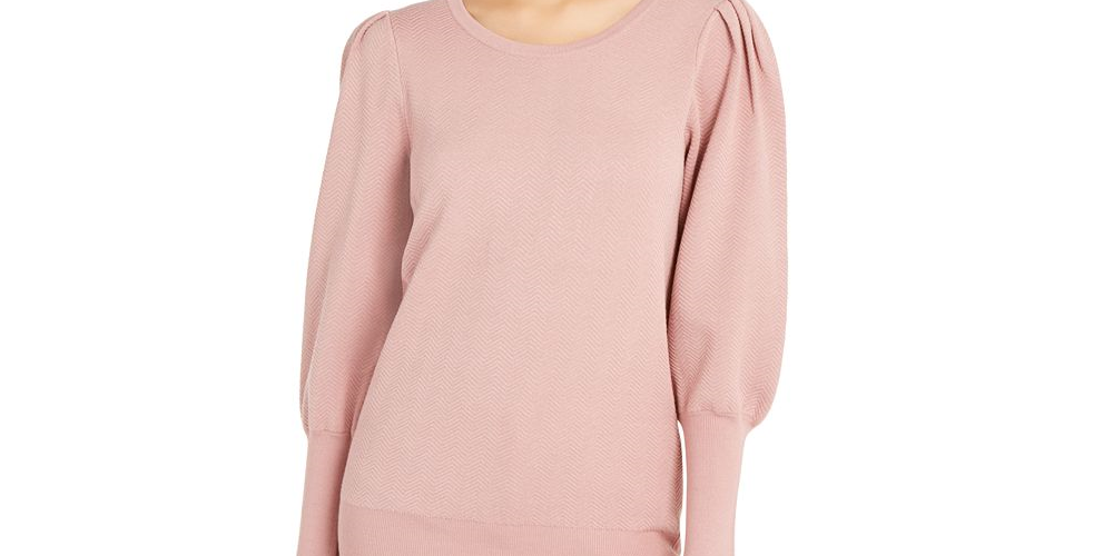 Alfani Women's Puff Sleeve Sweater Pink Size 2XL