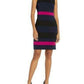 Tommy Hilfiger Women's Petite Scuba Crepe Colorblock Sheath Dress Black  Size 2 P