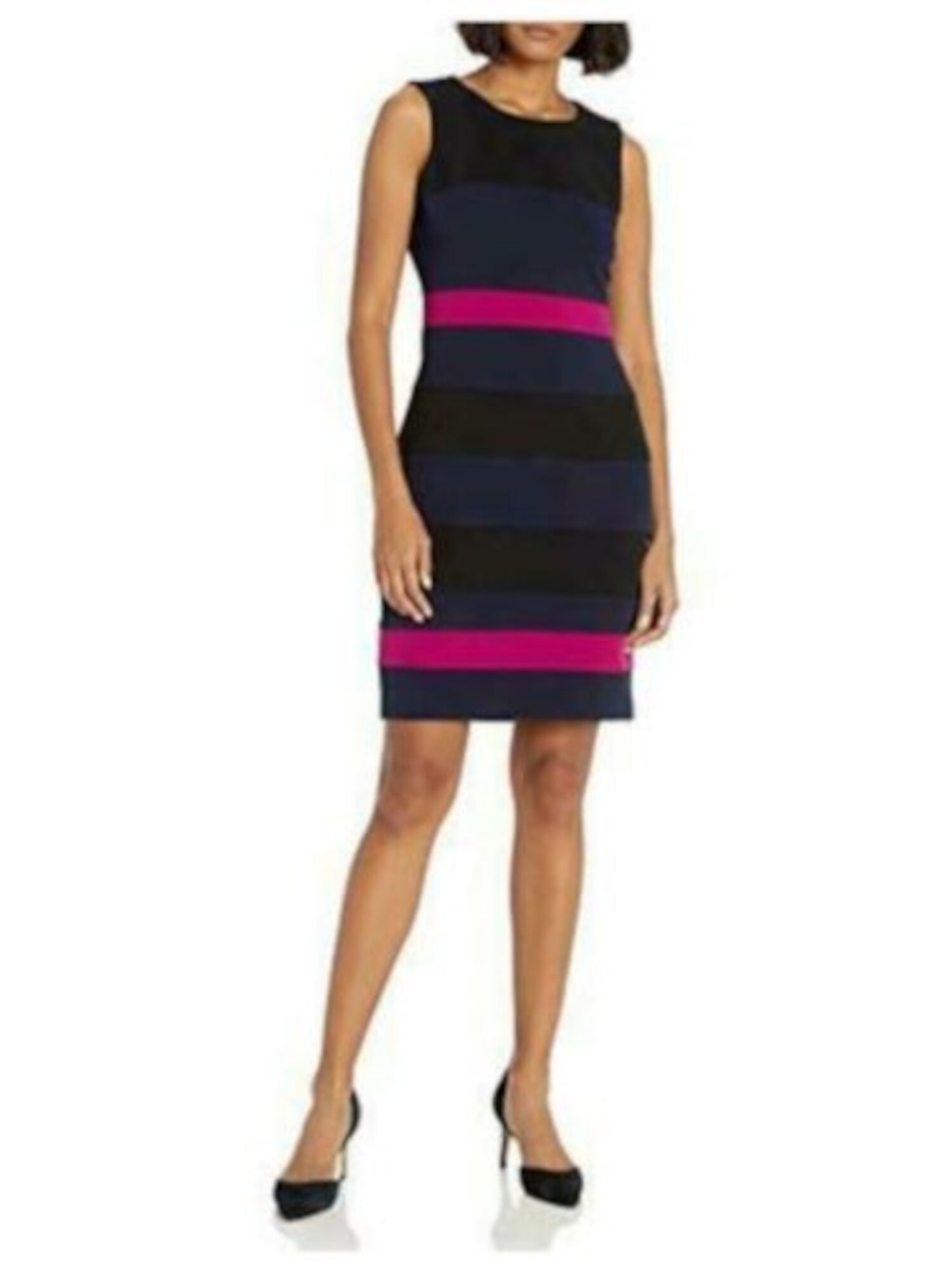 Tommy Hilfiger Women's Petite Scuba Crepe Colorblock Sheath Dress Black  Size 2 P