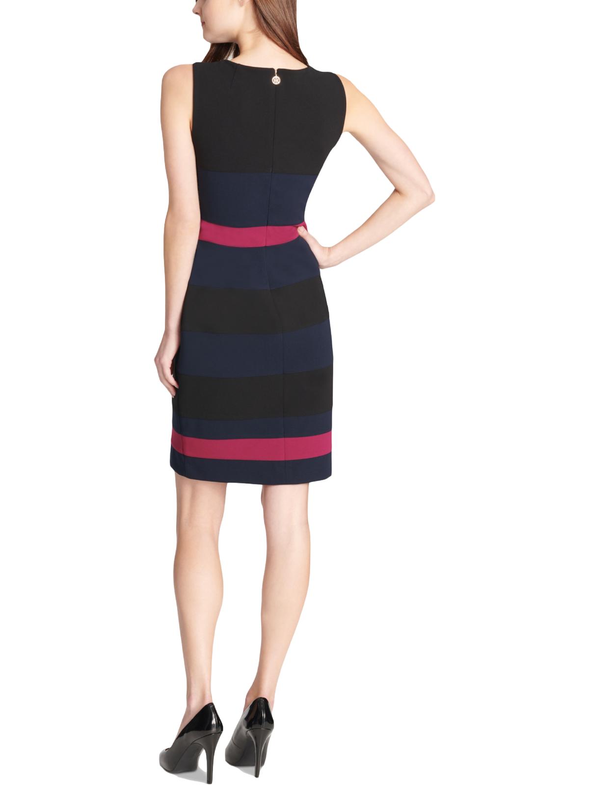 Tommy Hilfiger Women's Petite Scuba Crepe Colorblock Sheath Dress Black  Size 2 P