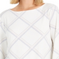 Charter Club Women's Plaid Knit Top  White Size XS