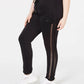 Lala Anthony Women's Trendy Plus Size Mesh Stripe Jogger Pants  Black Size 2X