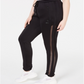 Lala Anthony Women's Trendy Plus Size Mesh Stripe Jogger Pants  Black Size 2X