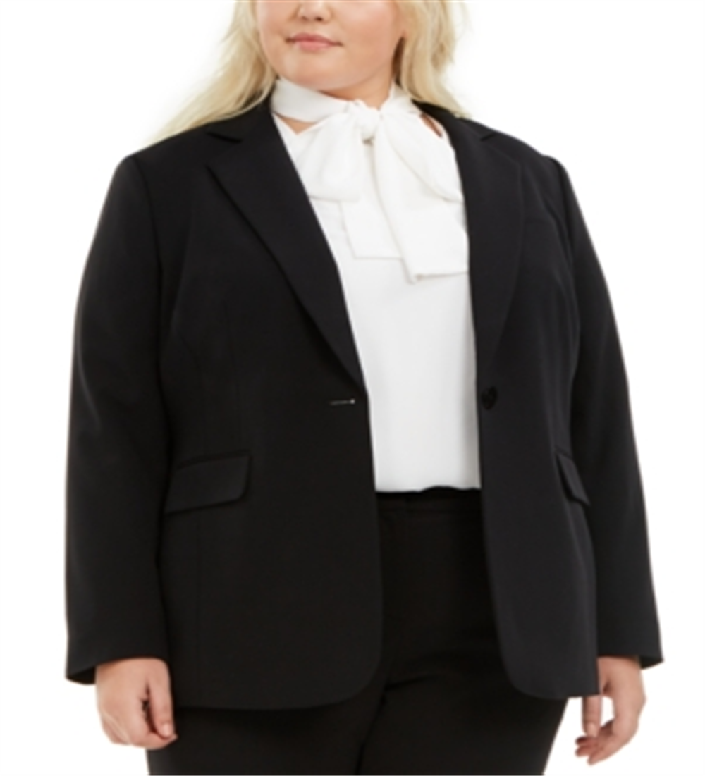 Bar Iii Women's Trendy Plus Size One-Button Blazer  Black Size 24W