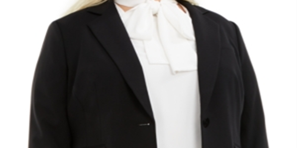 Bar Iii Women's Trendy Plus Size One-Button Blazer  Black Size 24W