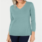 Karen Scott Women's V-Neck Sweater  Aquifer Blue Size XS