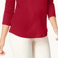 Charter Club Women's Pima Cotton Boat-Neck Button-Shoulder Top  Risky Red Red Size 2XL