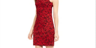 Calvin Klein Petite Starburst Shift Dress Black/ Red Size 10Petite