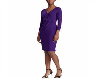 Lauren Ralph Lauren Petite Jersey Three-Quarter-Sleeve Dress Purple Size 10P