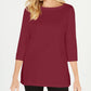 Karen Scott Women's 3/4 Sleeve Boat Neck Tunic Top Red Size Medium