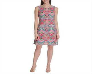 Tommy Hilfiger Women's Printed a Line Dress Red Size 12