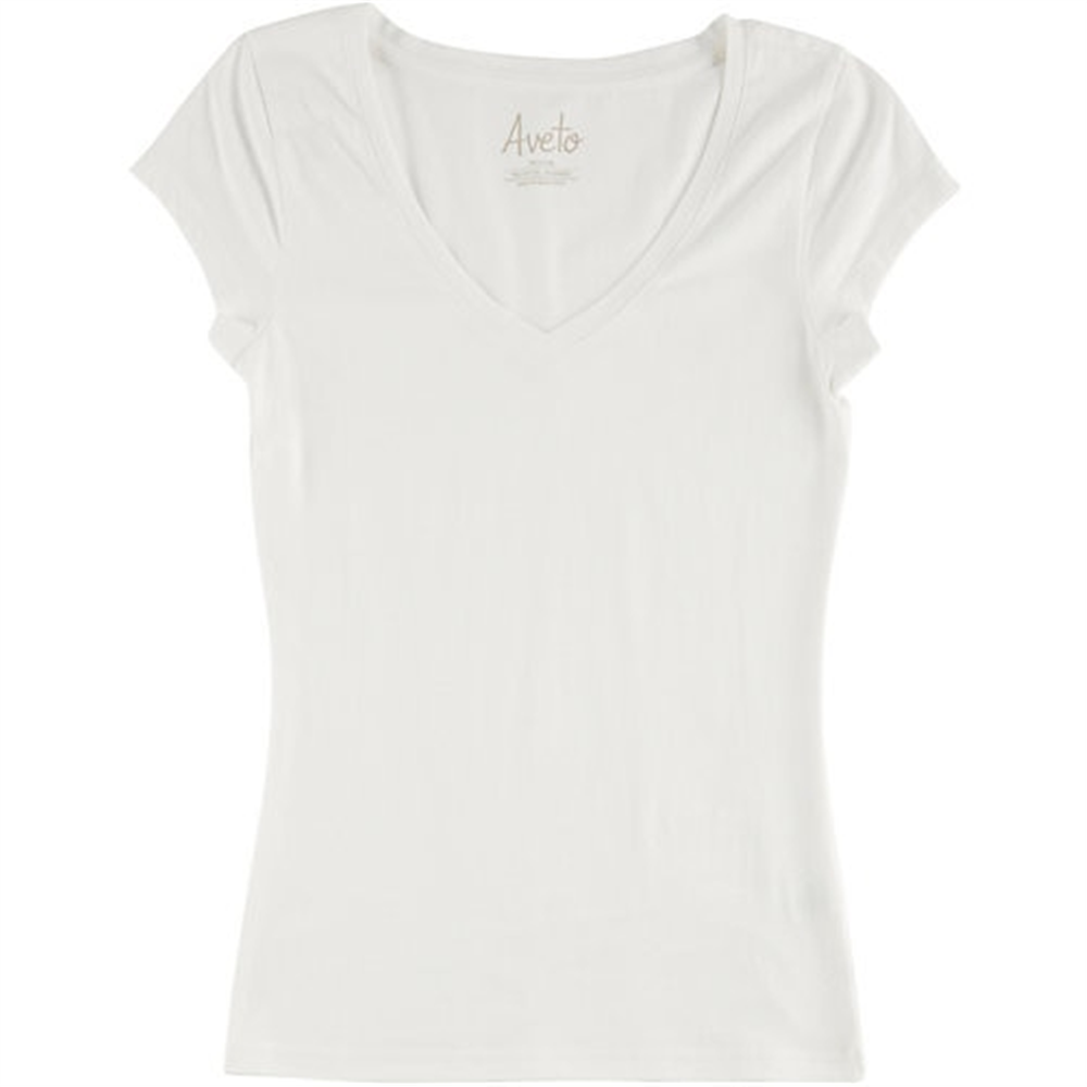 Aveto Junior's V-Neck Soft Stretch Knit Solid Top White Size Large