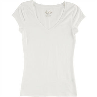 Aveto Junior's V-Neck Soft Stretch Knit Solid Top White Size Large