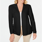 Karen Scott Women's Cotton Textured Cardigan  Deep Black Size XS