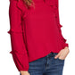 Cece Women's Tiered Ruffle Long Sleeve Blouse Red Size Small