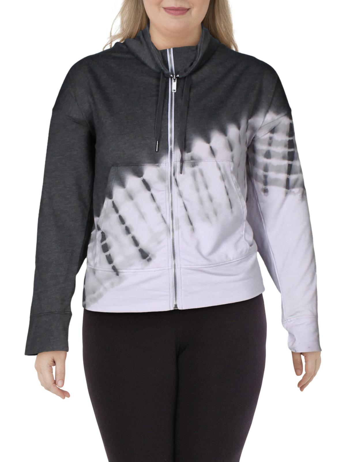 Ideology Women's Funnel Neck Zip up Sweatshirt Gray Size 2XL