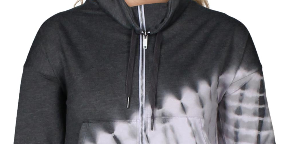 Ideology Women's Funnel Neck Zip up Sweatshirt Gray Size 2XL