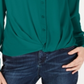 INC International Concepts Women's Twist Front Button up Top Green Size Petite L