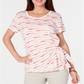 Style & Co Women's Brushstroke Bliss Tie Side Top Pink Size -Petite L
