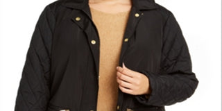 Charter Club Women's Plus Quilted Hooded Jacket Black Size 2X