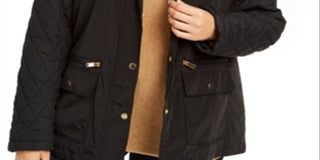 Charter Club Women's Plus Quilted Hooded Jacket Black Size 2X