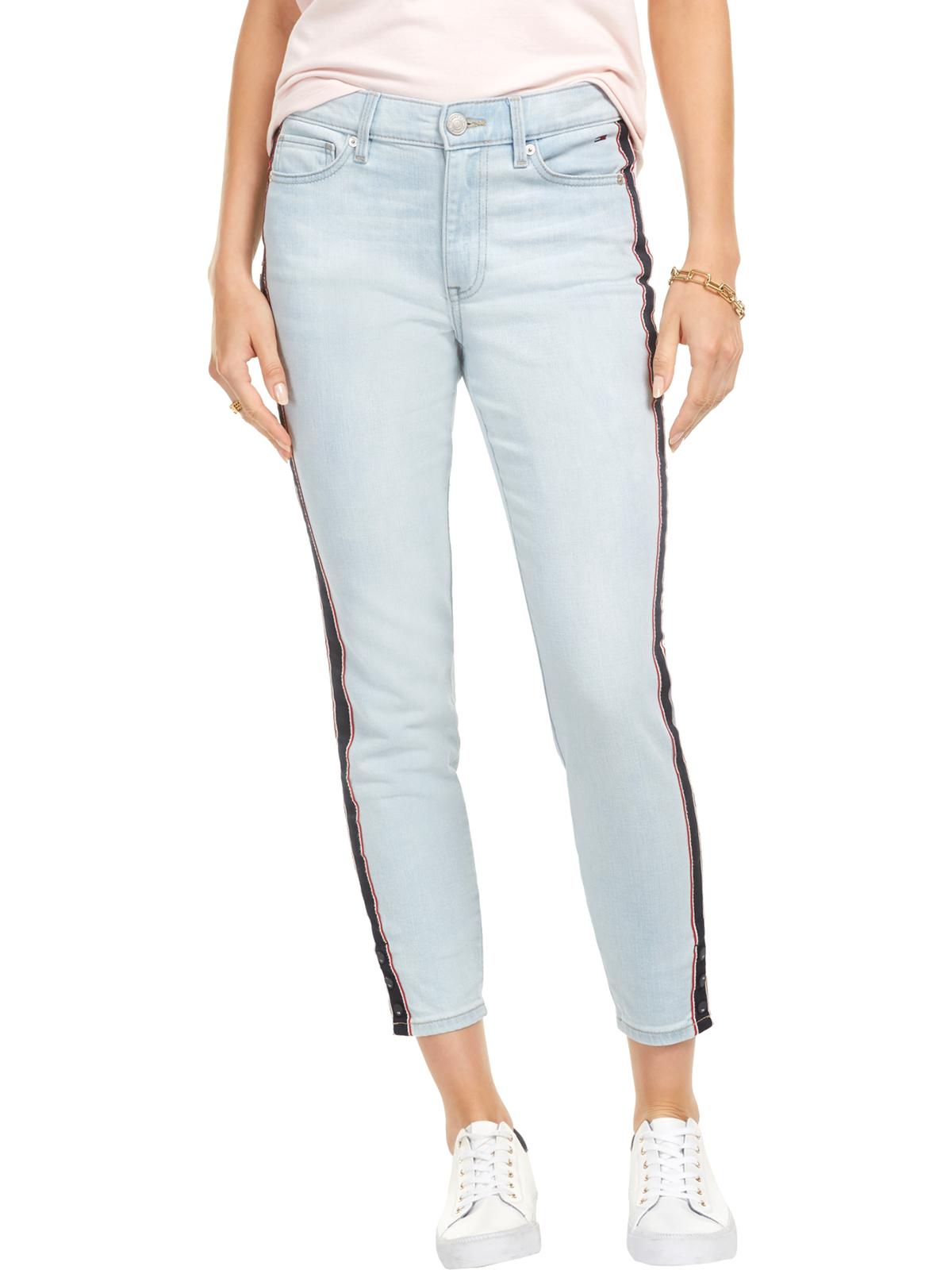 Tommy Hilfiger Women's  Side-Stripe Skinny Jeans Saint Claire Blue Size 16