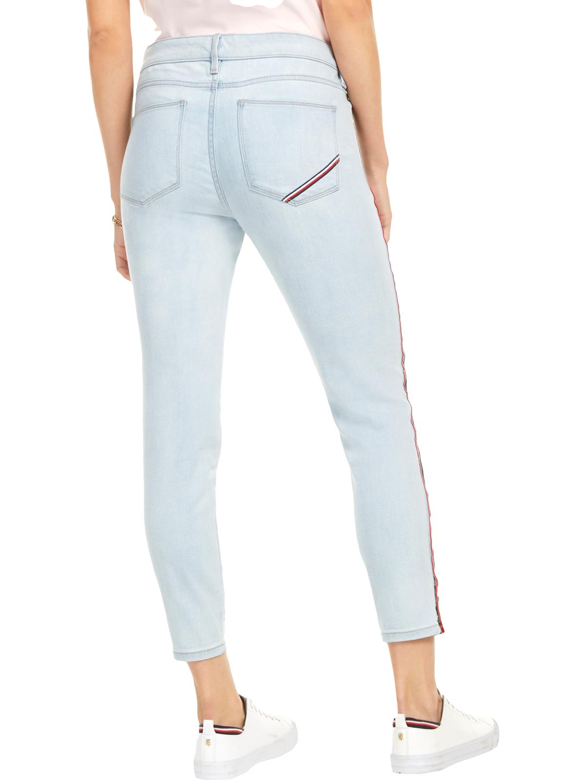 Tommy Hilfiger Women's  Side-Stripe Skinny Jeans Saint Claire Blue Size 16