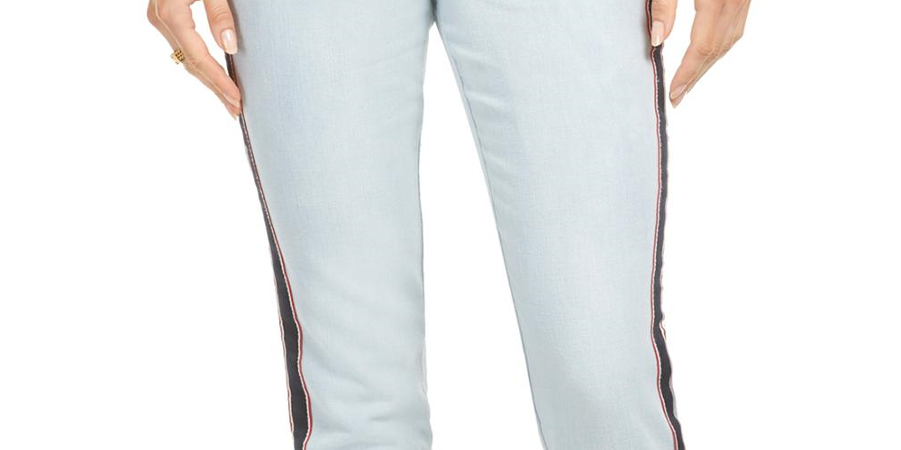 Tommy Hilfiger Women's  Side-Stripe Skinny Jeans Saint Claire Blue Size 16