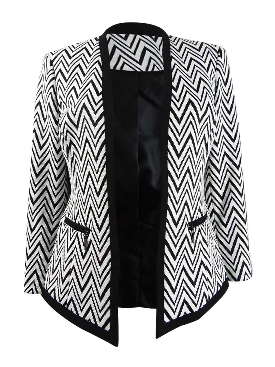 Kasper Women's Plus Zig Zag Knit Jacket Black Size 24W
