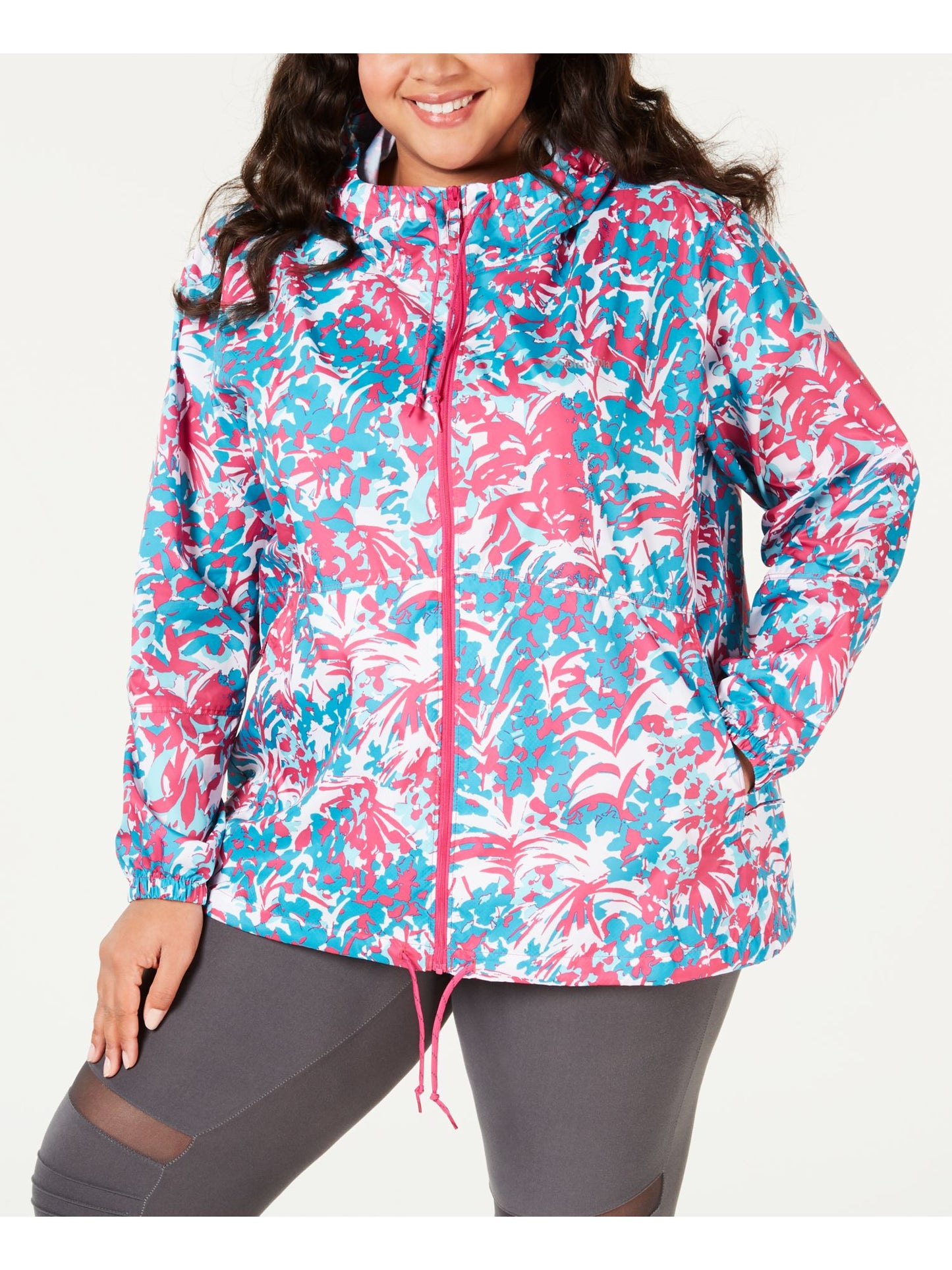 Columbia Women's  Printed Wind Breaker Jacket Blue Multi Size 2X