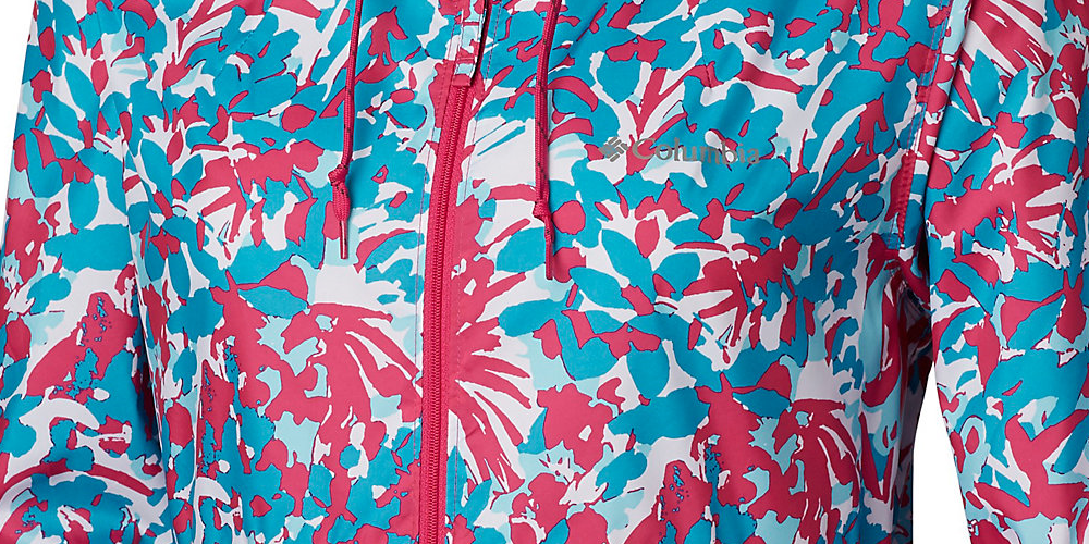 Columbia Women's  Printed Wind Breaker Jacket Blue Multi Size 2X
