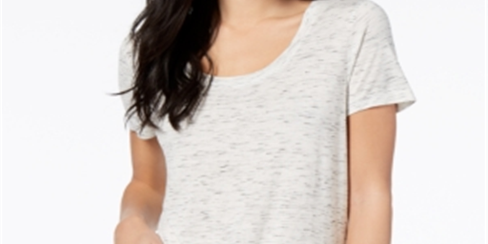 Maison Jules Women's Scoop-Neck T-Shirt  Neutral Combo Beige Size Large