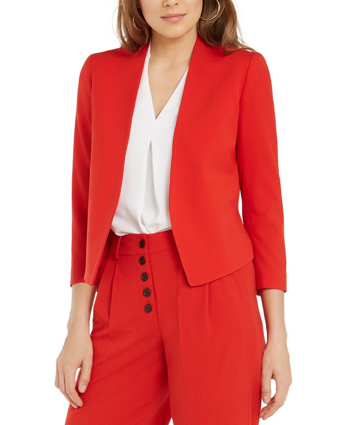 Bar III Women's Soft Open Blazer Red Size 1X