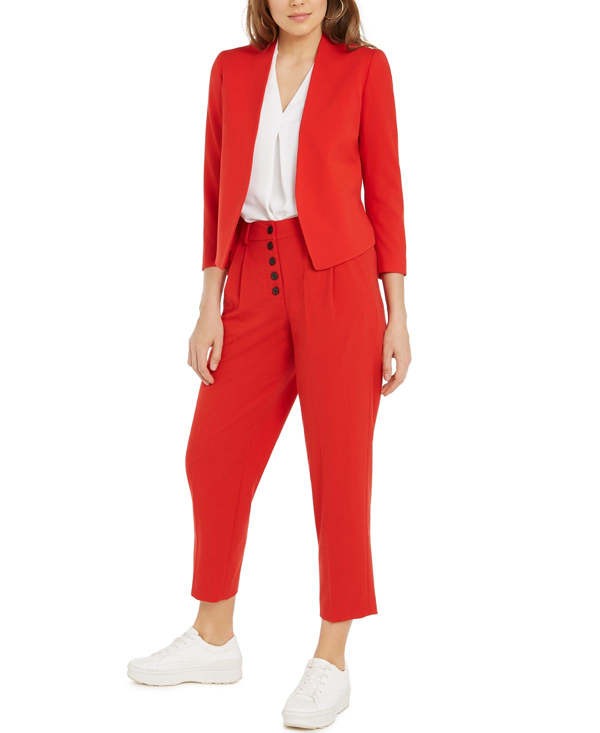 Bar III Women's Soft Open Blazer Red Size 1X