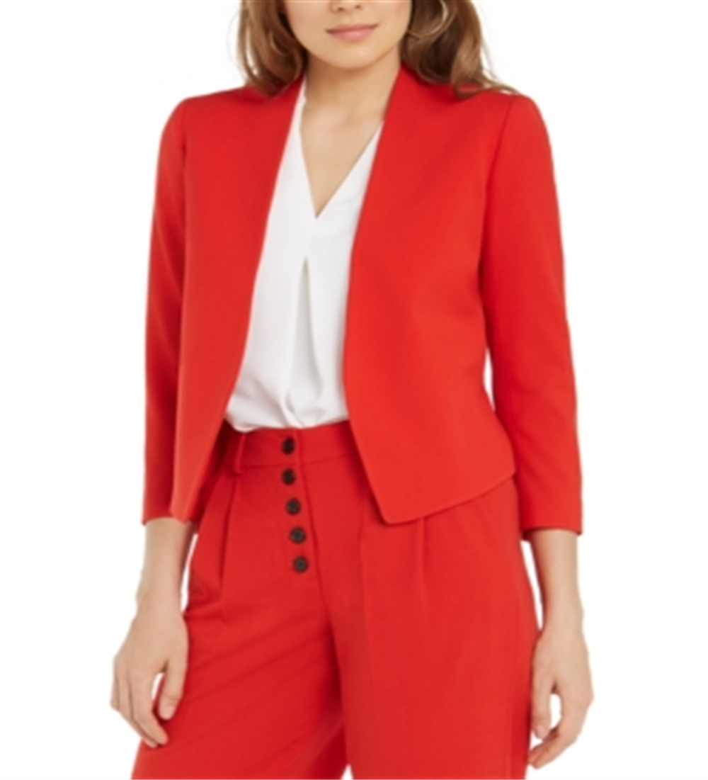 Bar III Women's Soft Open Blazer Red Size 1X