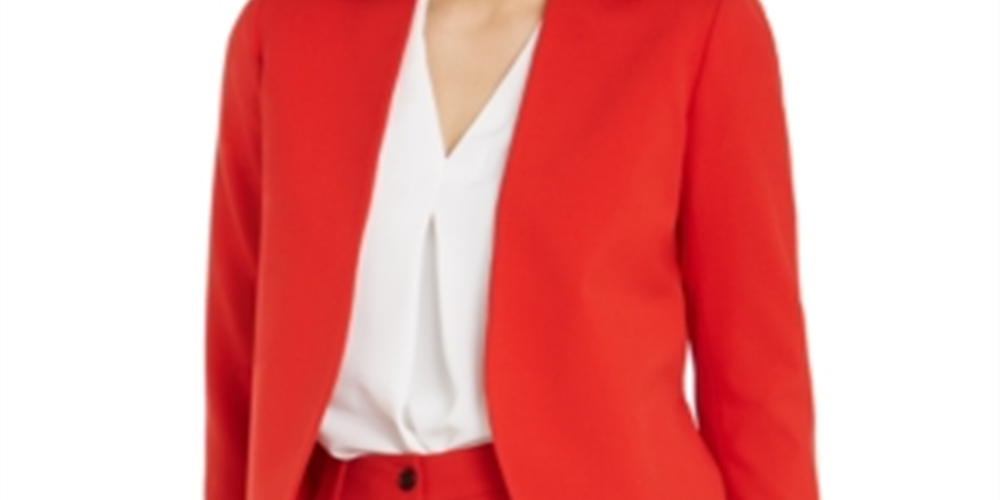 Bar III Women's Soft Open Blazer Red Size 1X