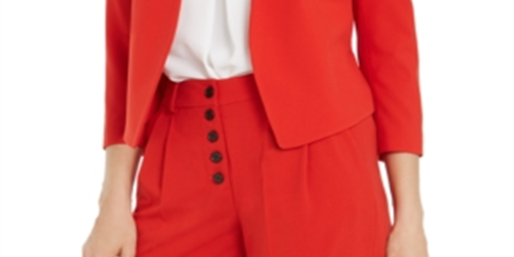Bar III Women's Soft Open Blazer Red Size 1X