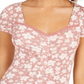 Planet Gold Juniors' Printed Puff-Sleeve Crop Top Red Size Medium