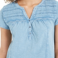 Style & Co Women's Split Neck Top Blue Size XS