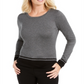 Karen Scott Women's  Petite Colorblocked Top   Charcoal Heather Combo Black Size Petite S