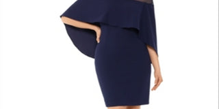 Betsy Adam Women's  Zippered Overlay Sleeves Illusion Neckline Above the Knee Evening Body Con Dress Navy Size 4