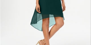 Adrianna Papell Chiffon-Overlay a-Line Dress Hunter Black Size M