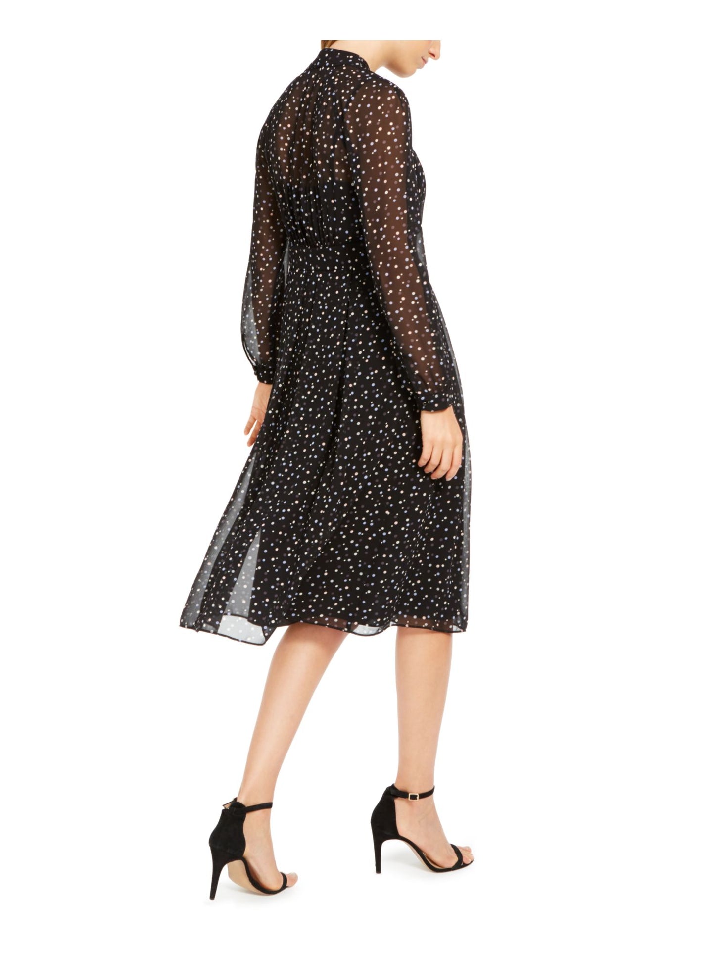 Anne Klein Women's Ritz Dot Print V Neck Dress Black Size 14