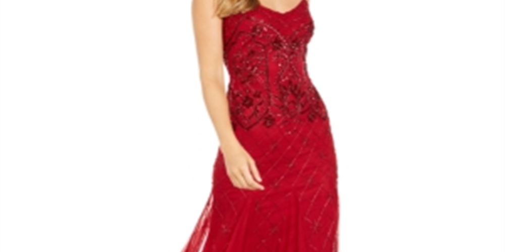Adrianna Papell Beaded Gown - Cranberry Red Size 4