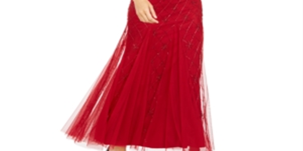 Adrianna Papell Beaded Gown - Cranberry Red Size 4