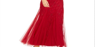 Adrianna Papell Beaded Gown - Cranberry Red Size 4