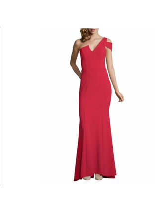 Betsy & Adam Women's One Shoulder Crepe Gown Red Size 4