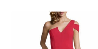 Betsy & Adam Women's One Shoulder Crepe Gown Red Size 4